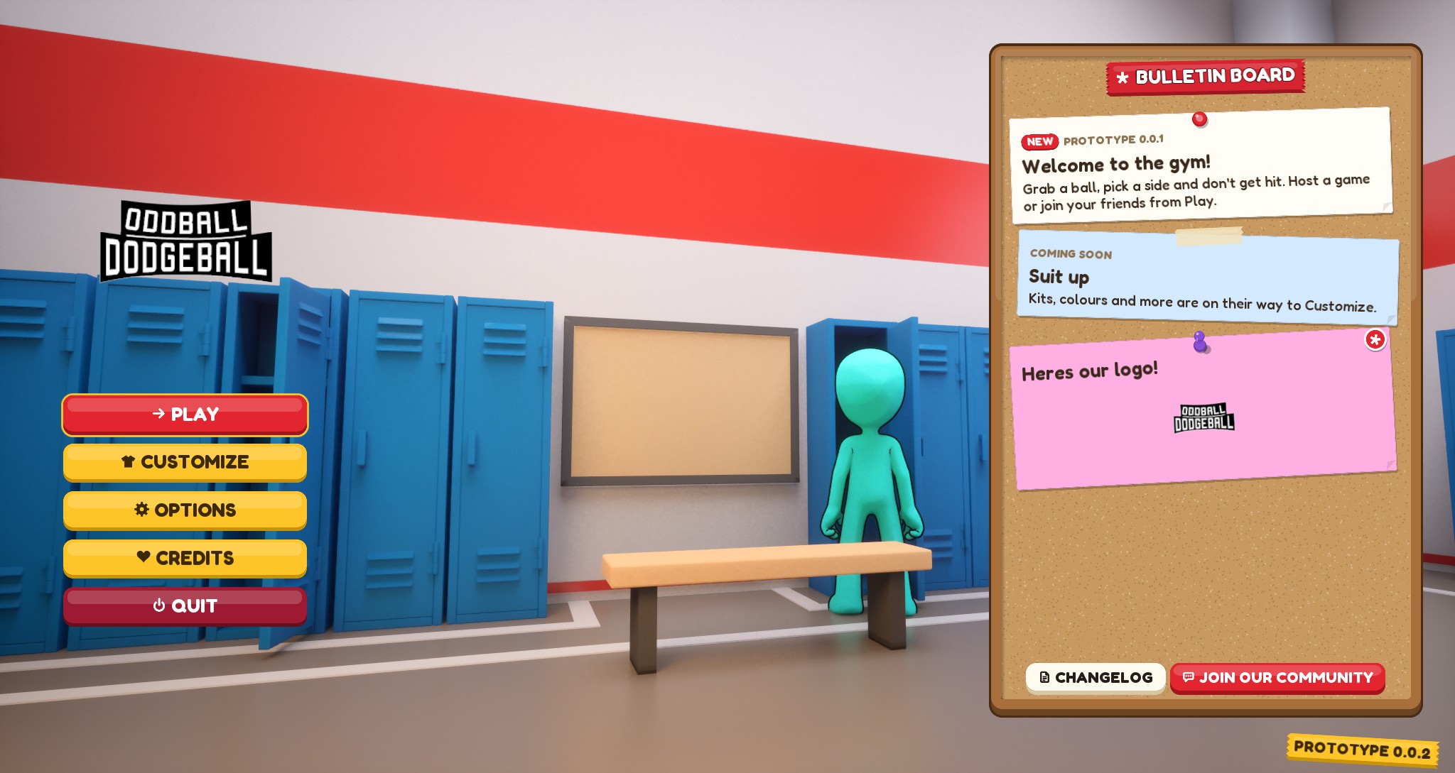 Oddball Dodgeball development build main menu